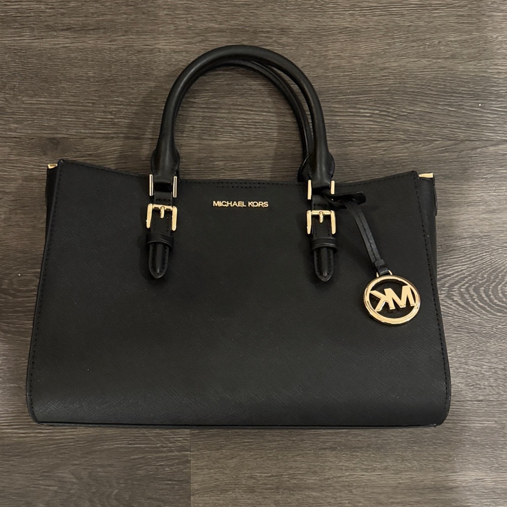 Michael Kors Black Satchel with Gold Accents